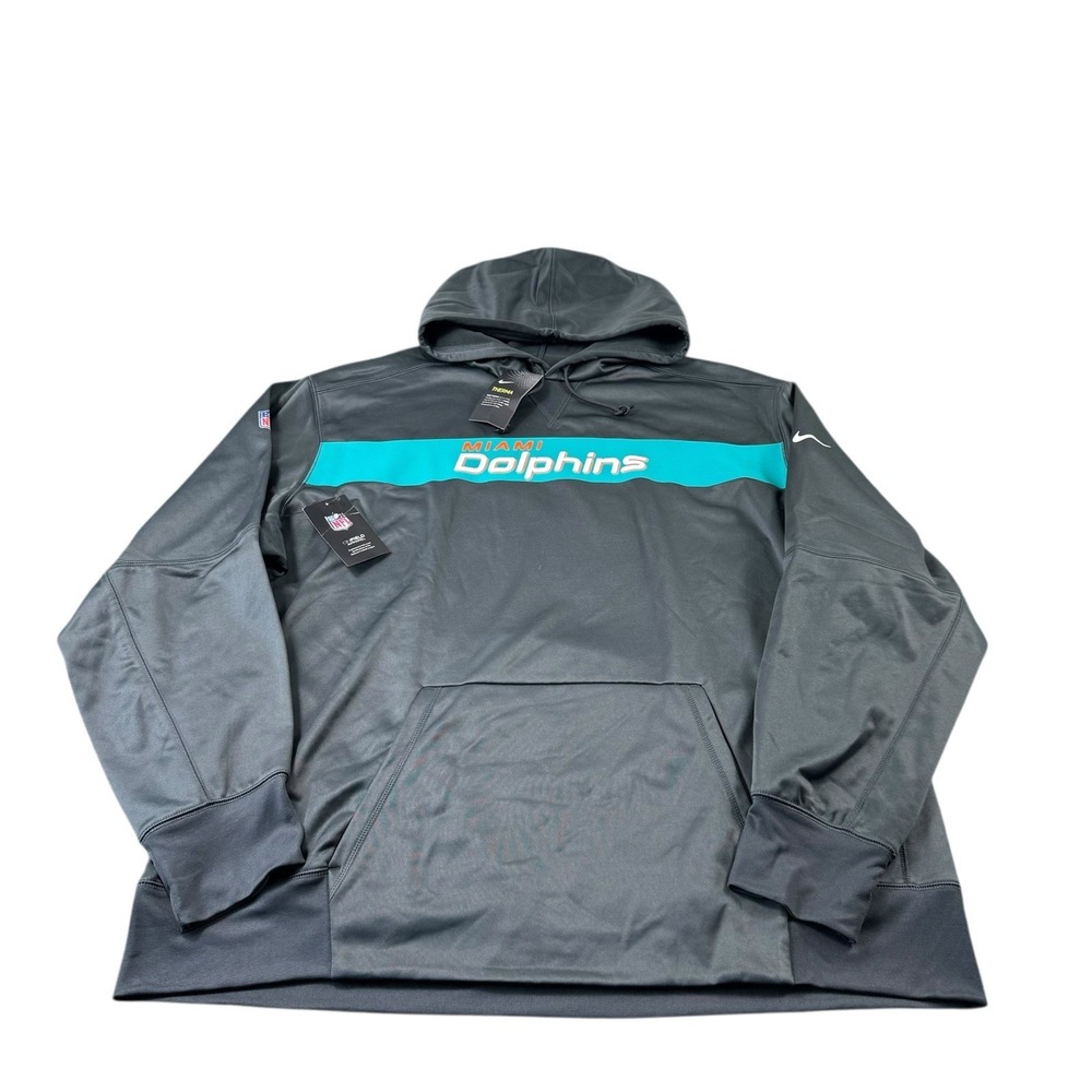 Nike Gray Miami Dolphins On Field Men's Performance Hoodie 4XL NWT